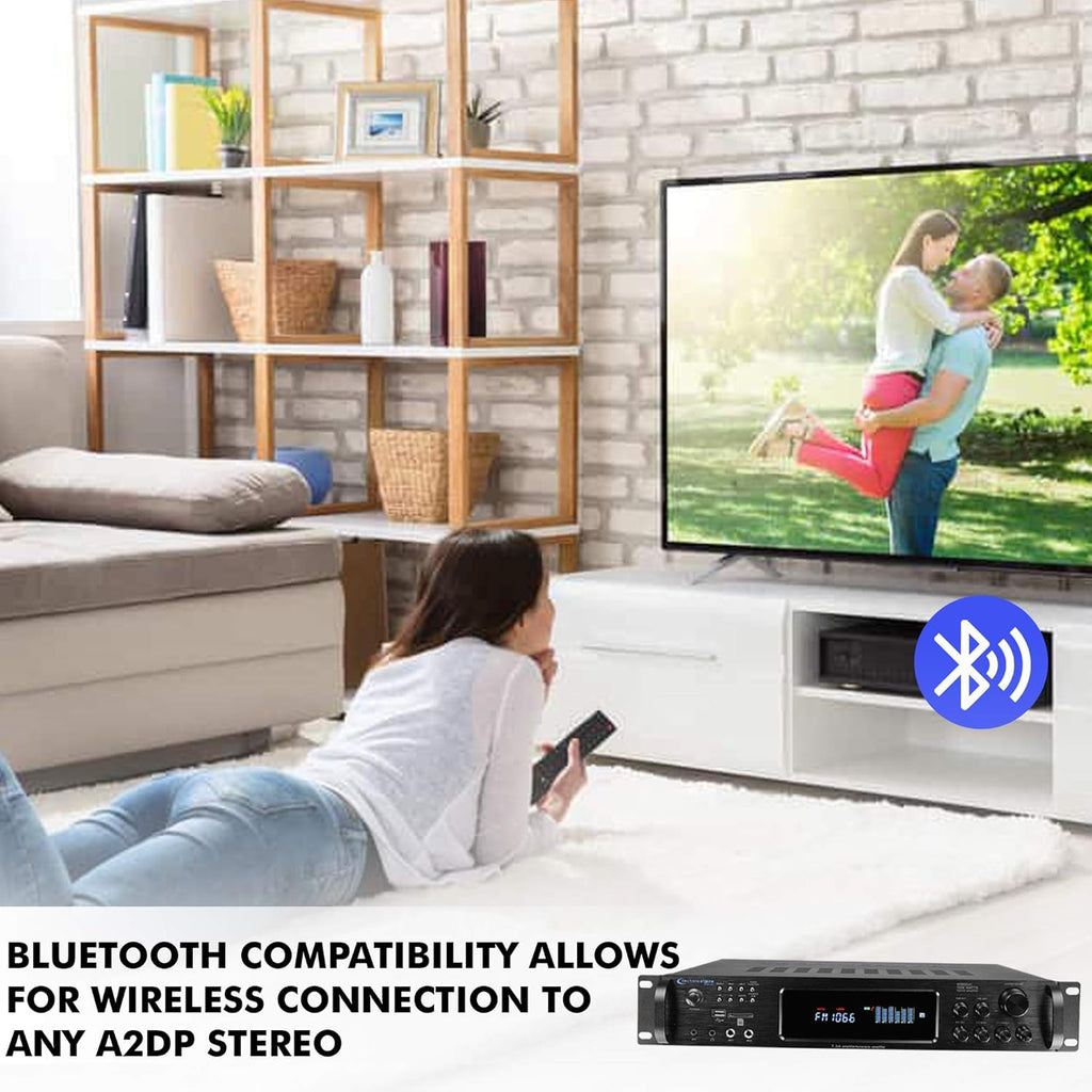1500 Watt Bluetooth Home Stereo Amplifier with USB and SD Inputs Y190984