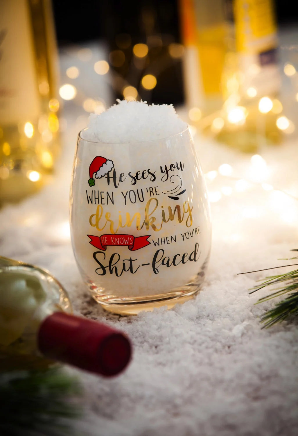 Stemless Wine Glass with Metallic Accents K35230
