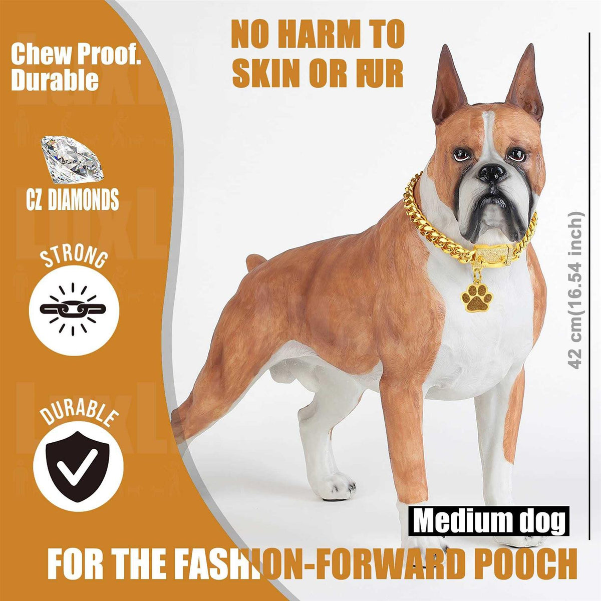 Gold Chain Dog Collar Stainless Steel W82110