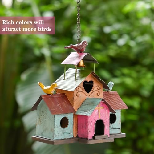 Large 4 Hole Metal Bird House with Bell M747