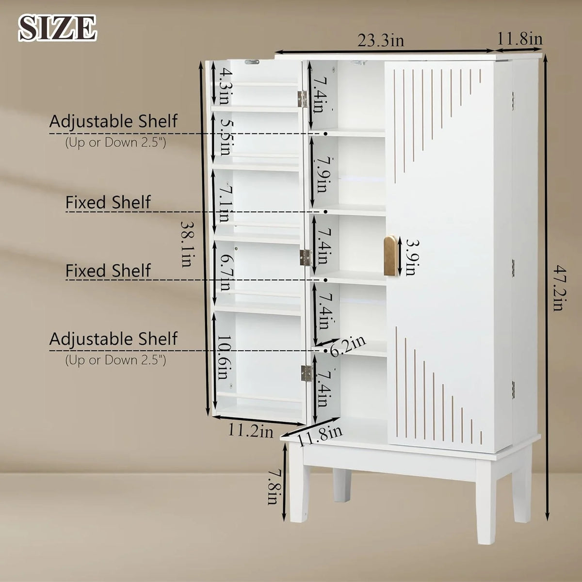47.2” Kitchen Pantry Cabinet with Adjustable Shelves G94193