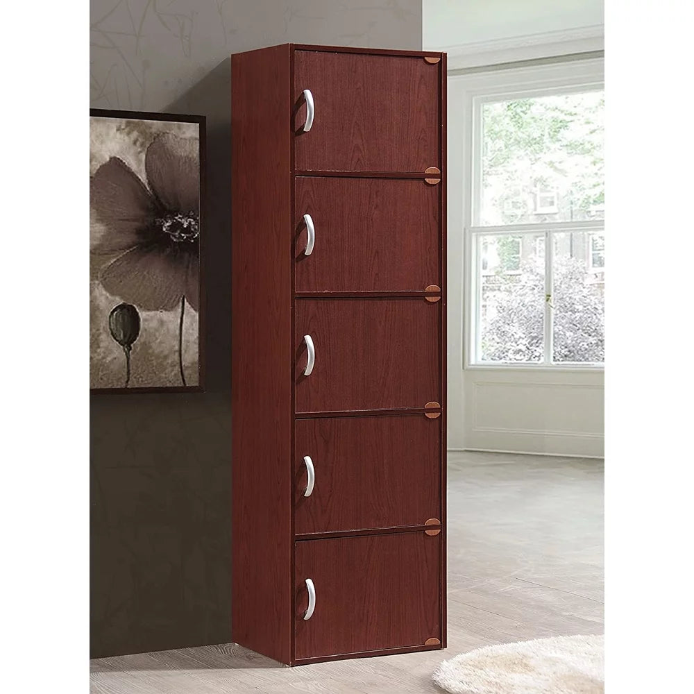 Modern 5-Shelf 5-Door Bookcase T8056