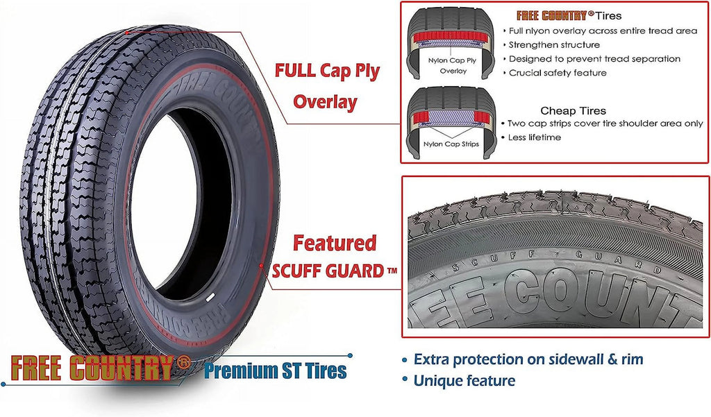 Heavy Duty Trailer Tires ST 205/75R14 8PR Load Range D Radial Set of 2 C301046