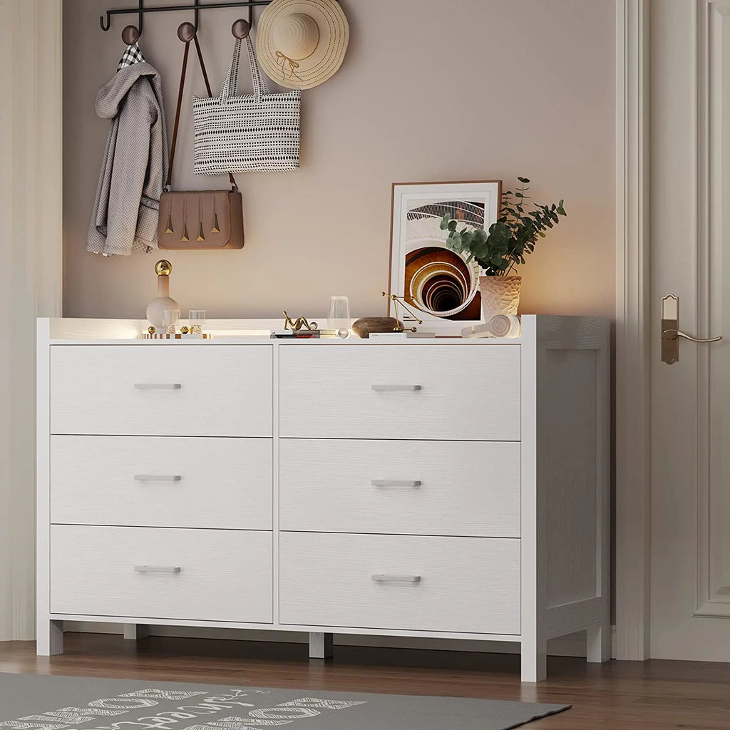 White 6 Drawer Wooden Dresser O610