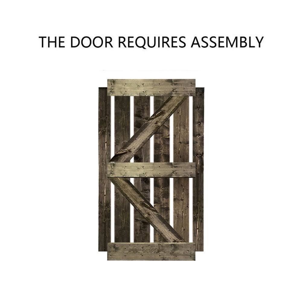 Stained Wood Sliding Barn Door with Hardware Kit K375