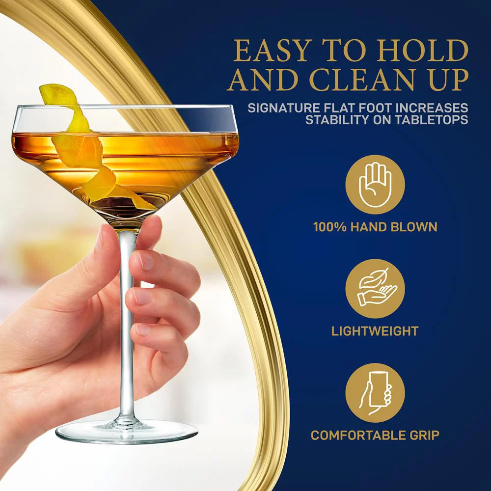 6 Sets of Crystal Martini Glass, Ultra Clear, 100% Hand Blown, Dishwasher safe N102