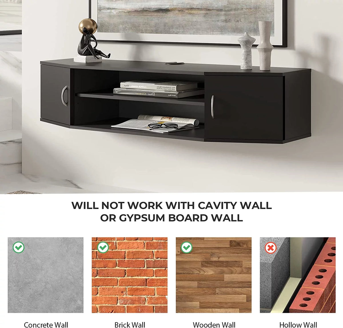 Wall Mounted Floating TV Stand with Storage Cabinets N8086