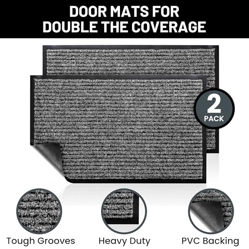 Front Door Mat 30x17 inches 2-Pack Gray Z154