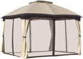 10' x 12' Grey Outdoor Gazebo with Mesh Sidewalls S1081