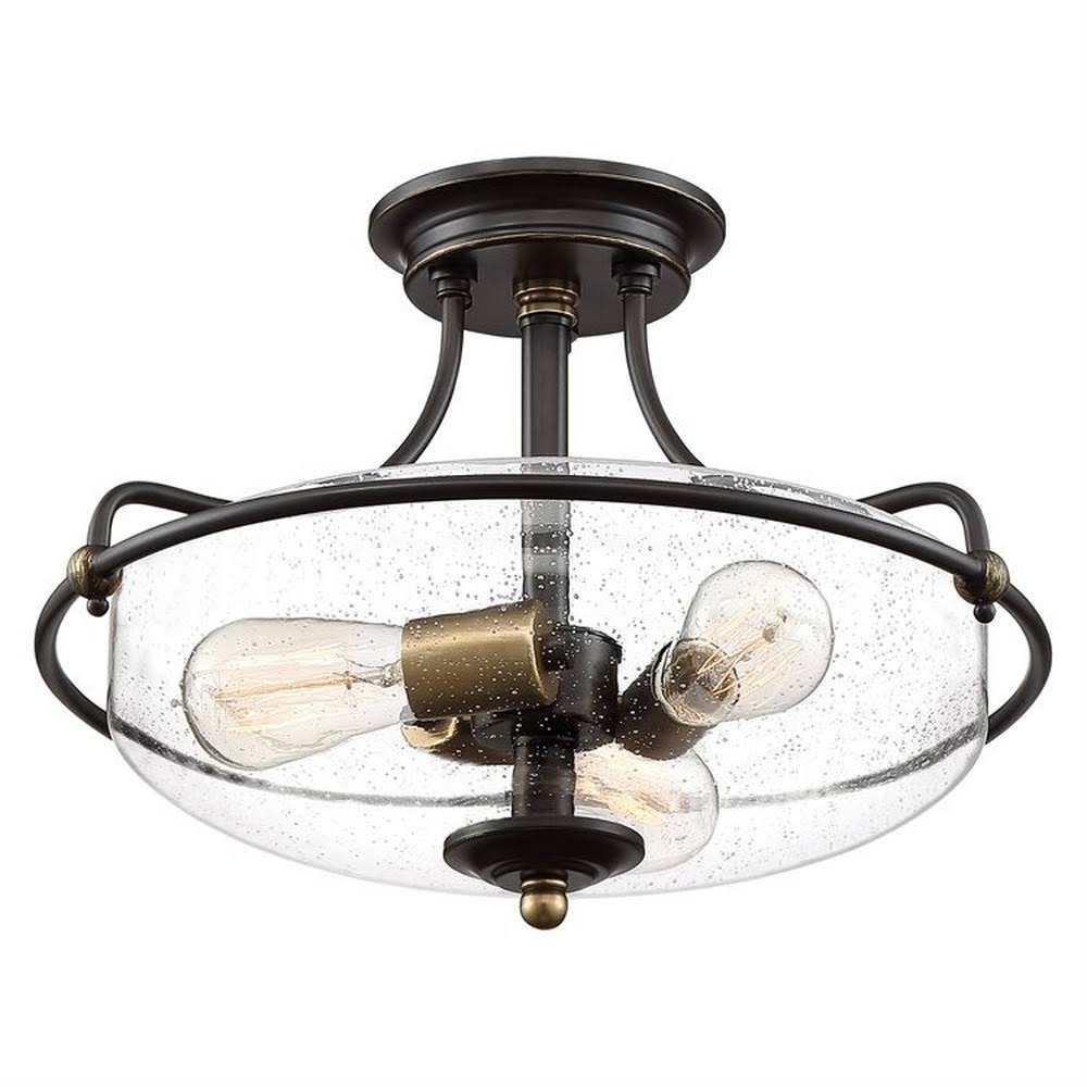 3 Light Semi-Flush Mount Palladian Bronze Finish with Clear Seedy Glass K7307