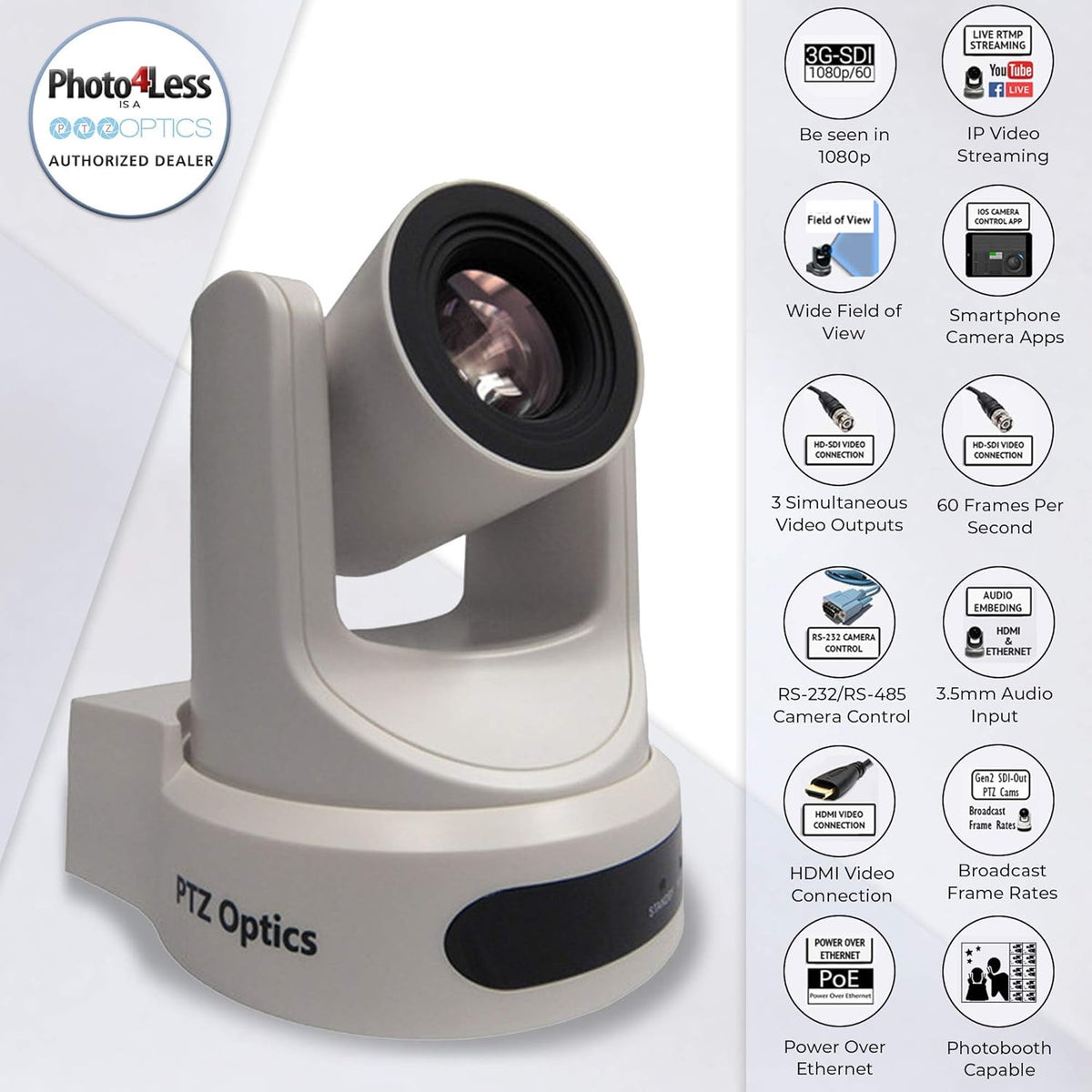 White PTZ Camera with Wall Mount W948