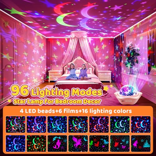 96 Lighting Modes Star Projector 360° Rotating Rechargeable Night Light H485