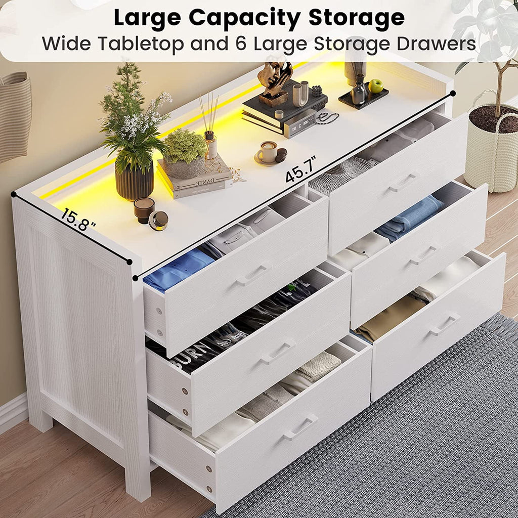 White 6 Drawer Wooden Dresser O610