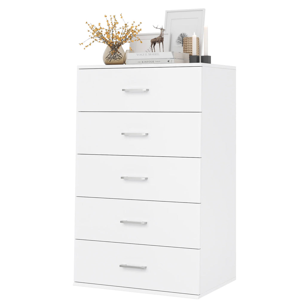 White 5 Drawer Wood Dresser N385