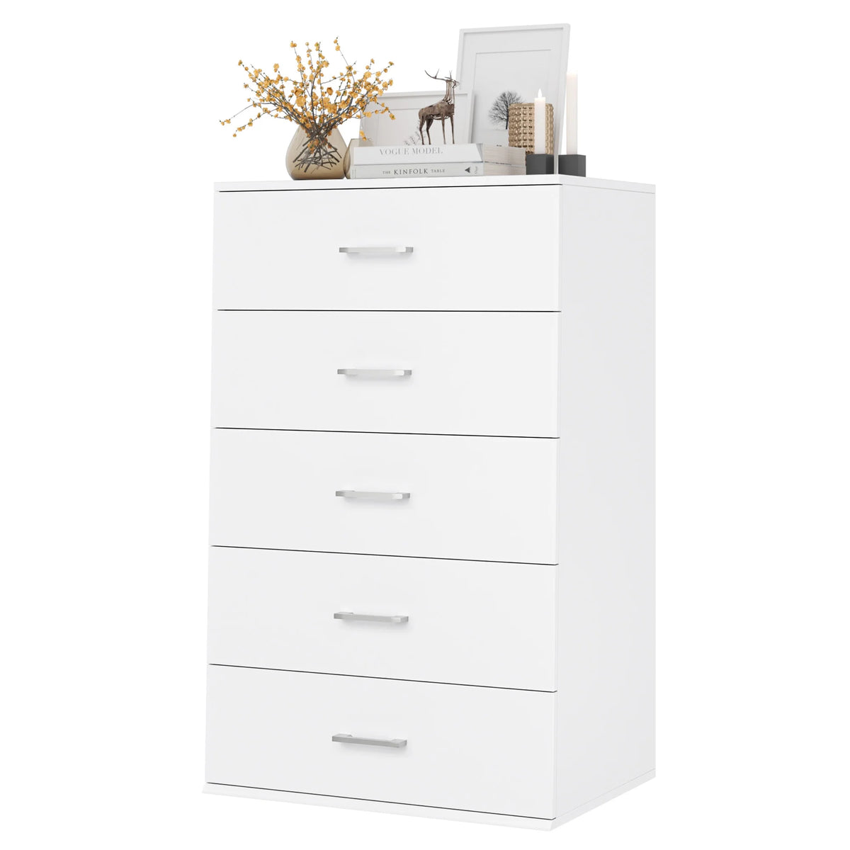 White 5 Drawer Wood Dresser N385