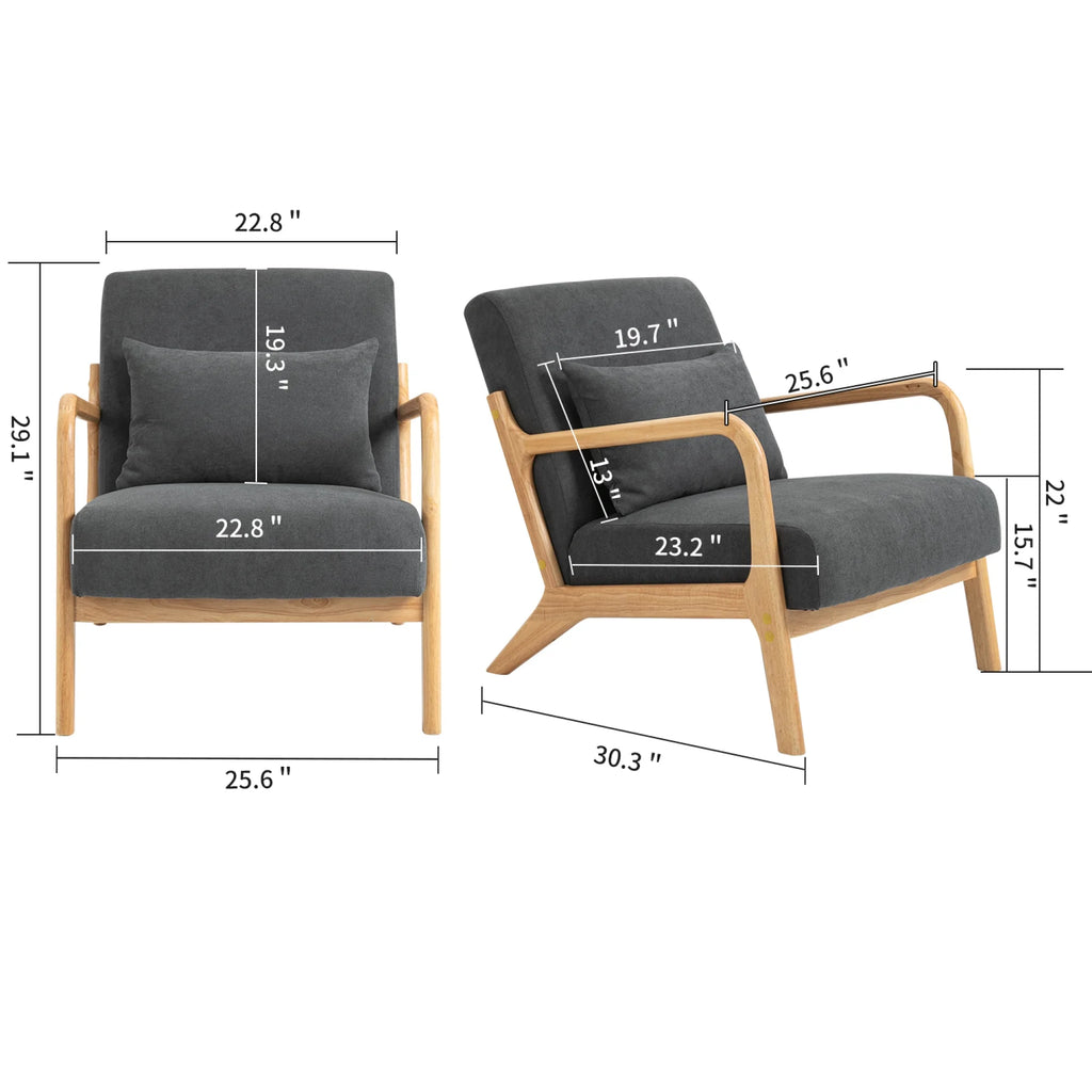 Mid Century Modern Upholstered Accent Chair with Wood Frame W8946