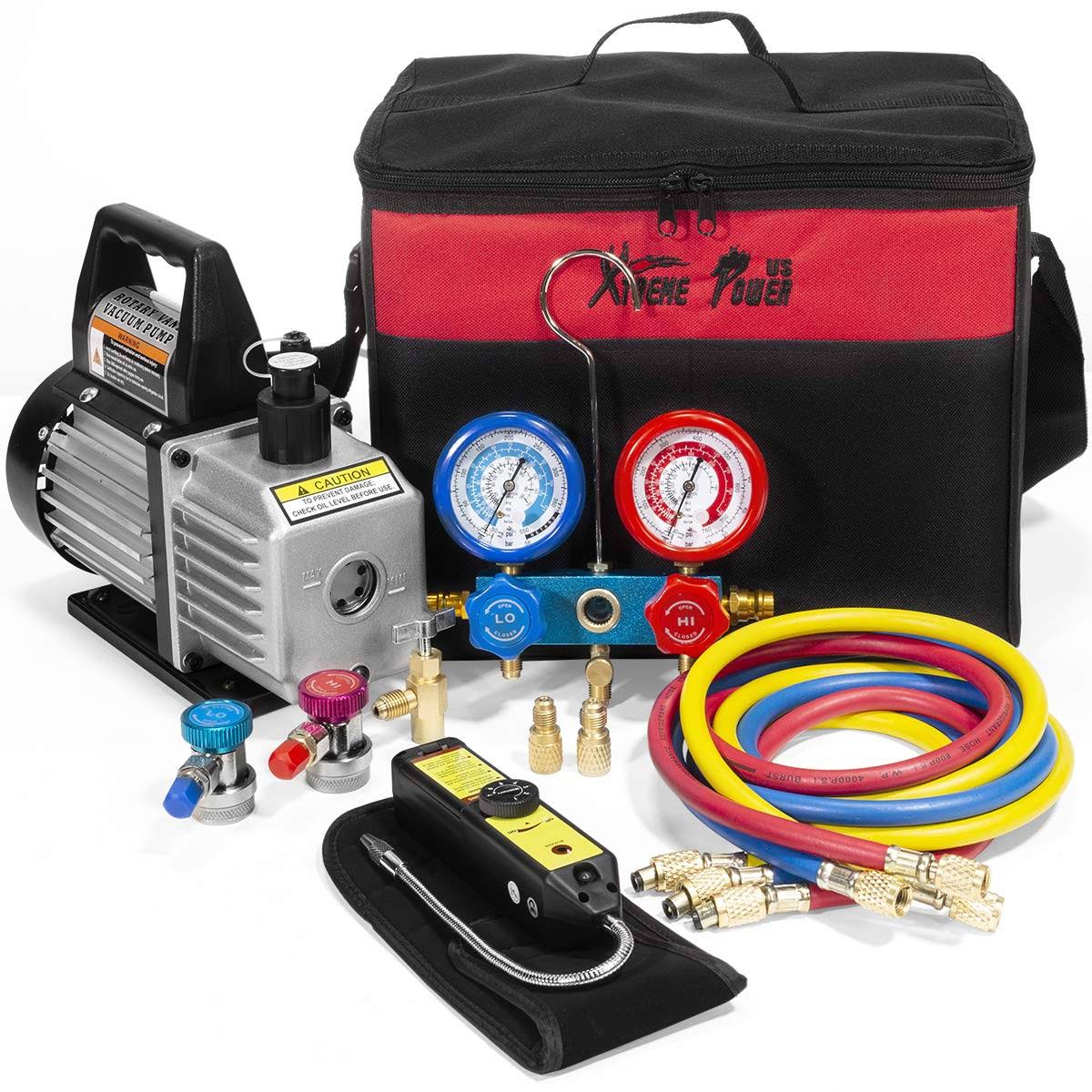 4CFM Air Vacuum Pump HVAC Refrigeration Kit with Manifold Gauge Set X59352
