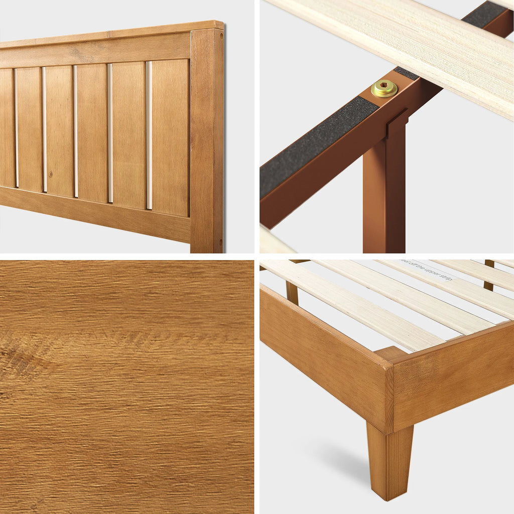 Queen Wood Platform Bed Frame with Headboard C6226