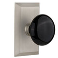 Black Porcelain Double Dummy Door Knob with Satin Nickel Plate W547666