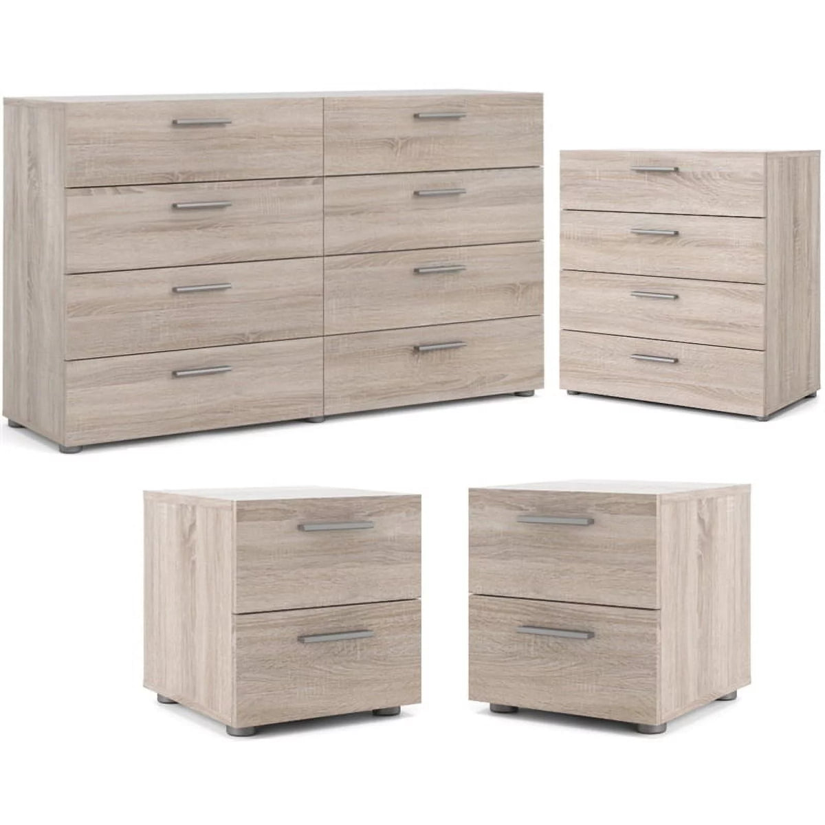 4 Piece Bedroom Set with 8 Drawer Dresser, 4 Drawer Chest, Two 2 Drawer Nightstands A10768