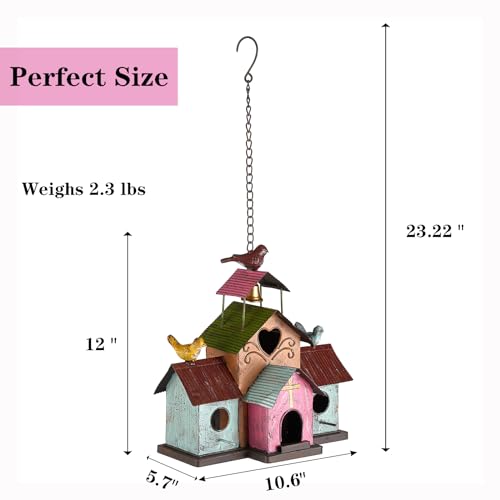 Large 4 Hole Metal Bird House with Bell M747