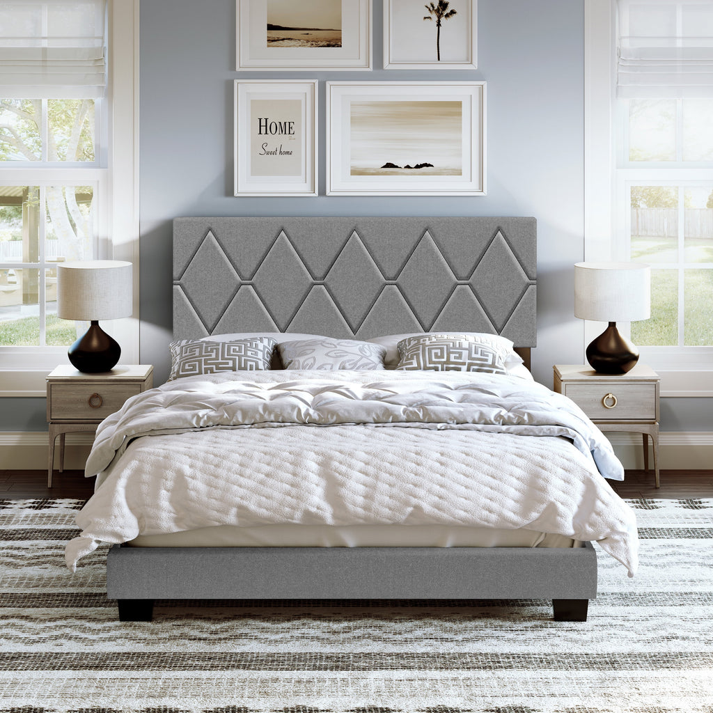 Queen Black Linen Platform Bed B882