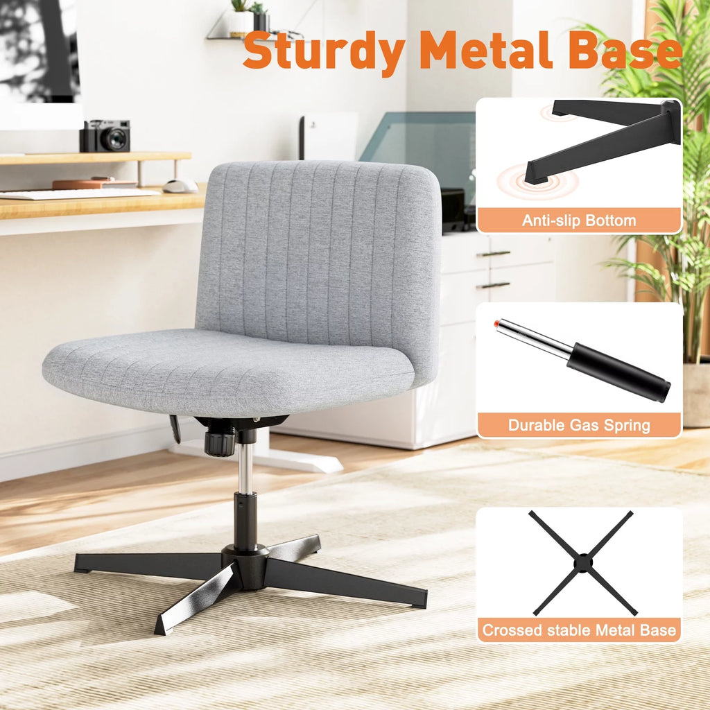 Cross Legged Armless Swivel Adjustable Fabric Office Chair P27574