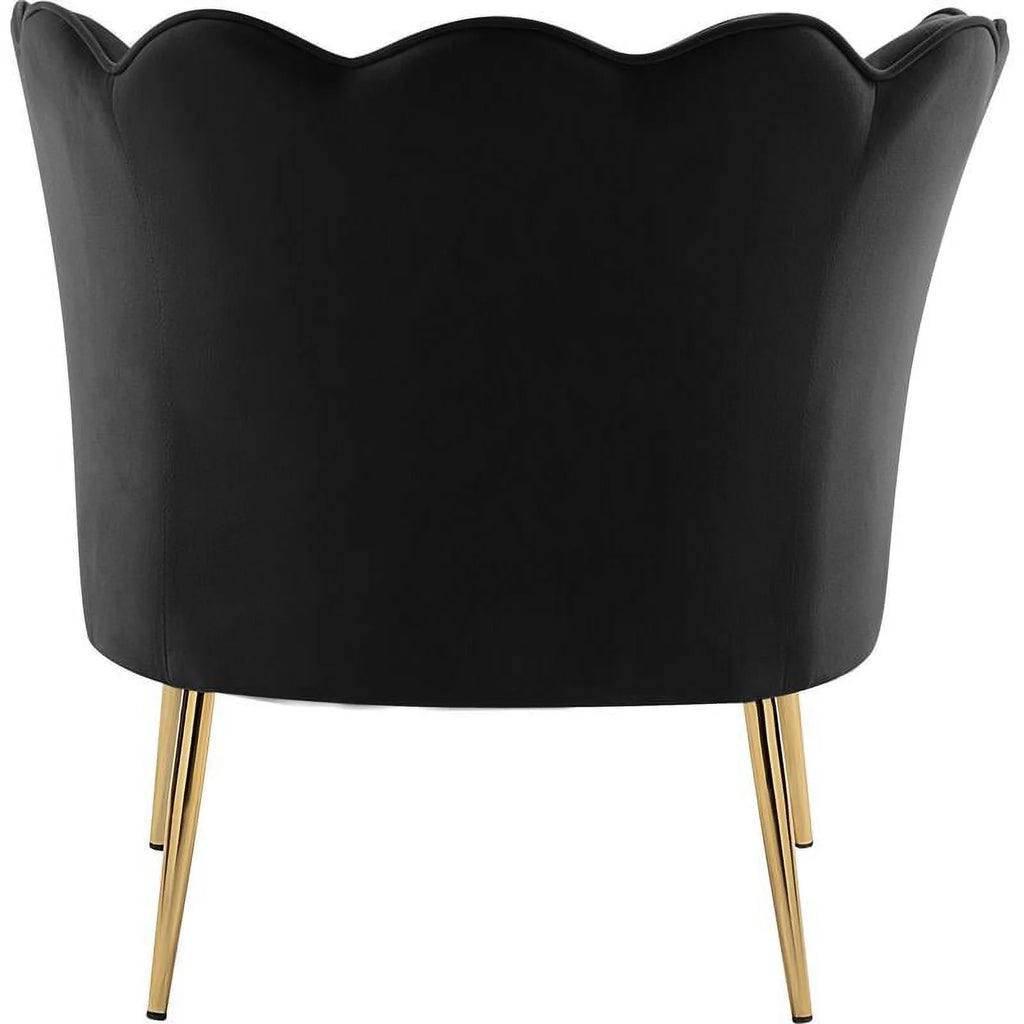 Black Velvet Accent Chair with Gold Iron Legs B4772