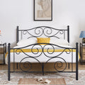 Metal Platform Bed Frame with Victorian Headboard and Footboard, Full Size, Black F463613