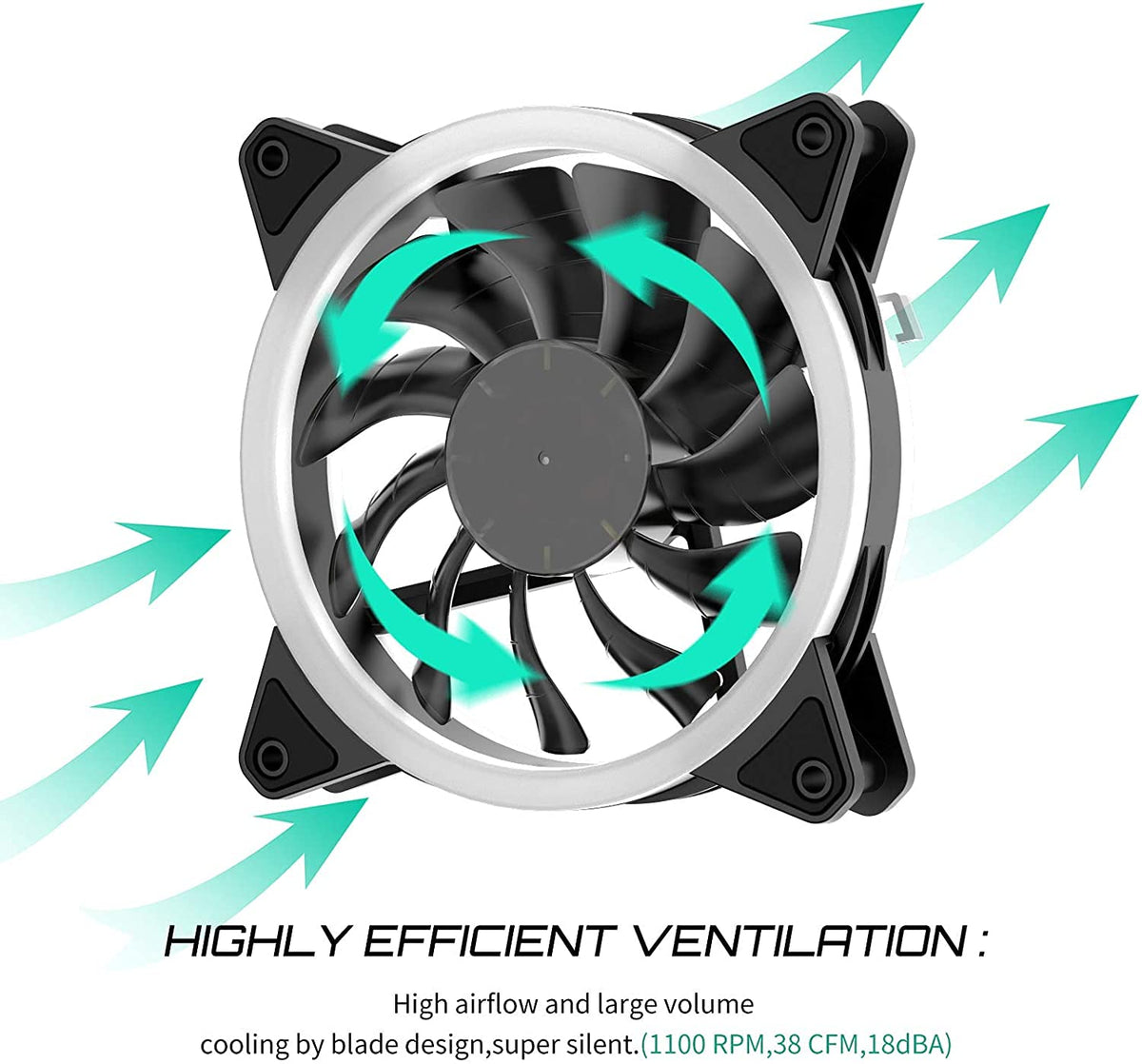 120mm RGB Computer Case Fan 3-Pack Black S308