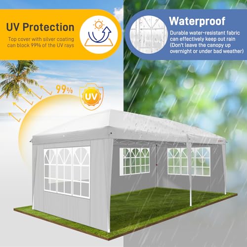 10'x20' Pop Up Canopy Tent with 6 Removable Sidewalls White M43876