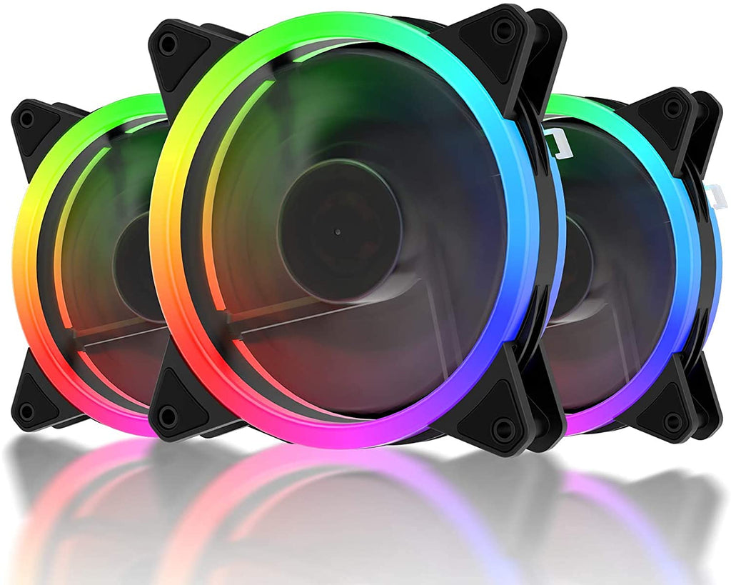 120mm RGB Computer Case Fan 3-Pack Black S308