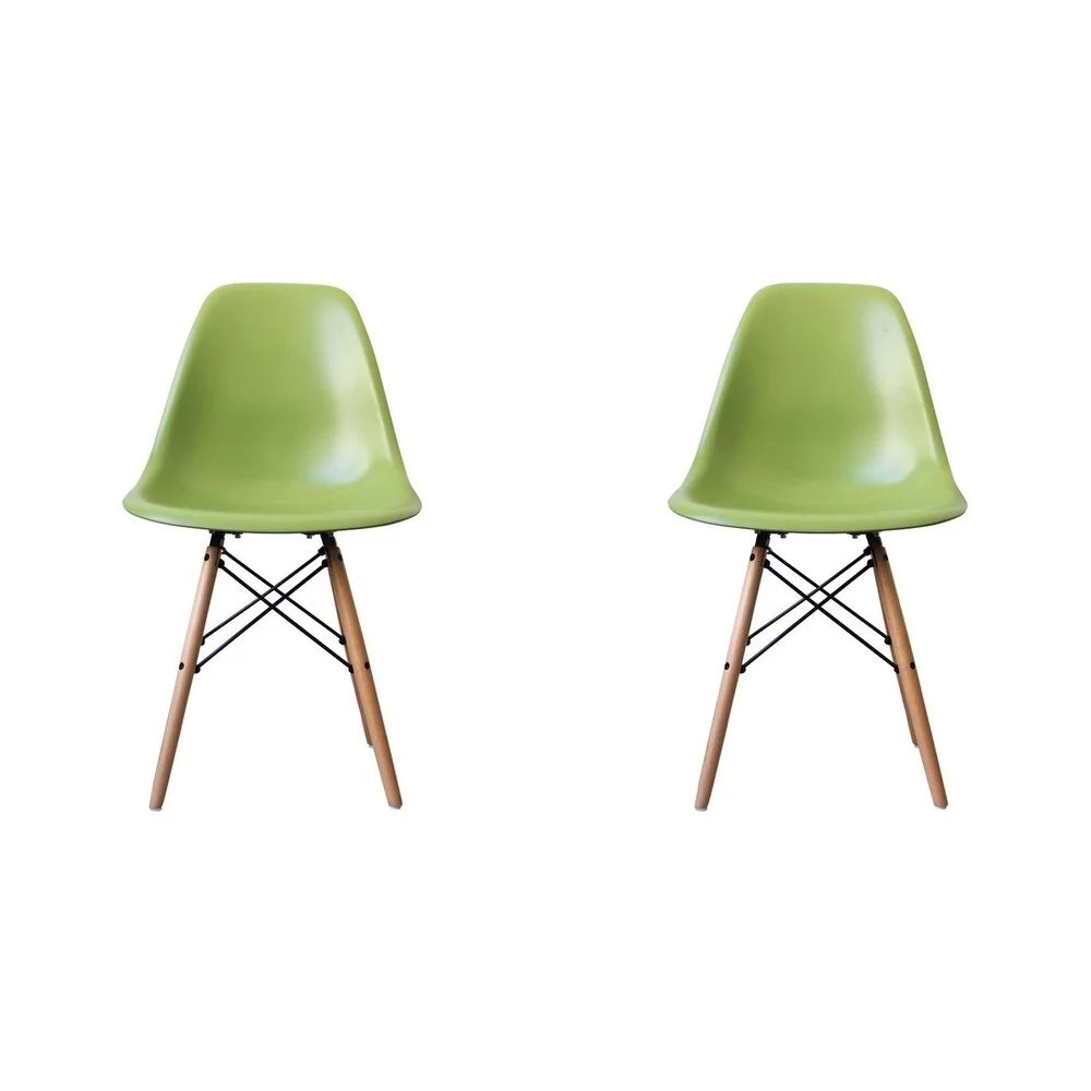 Black Acrylic Dining Chair with Wood Legs Set of Two Q25866