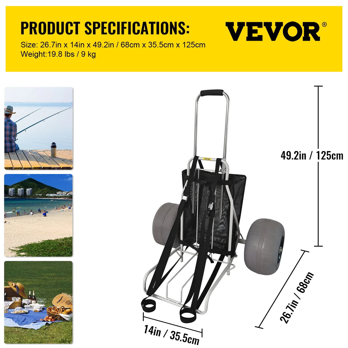Folding Beach Cart with 12 TPU Balloon Wheels J732149