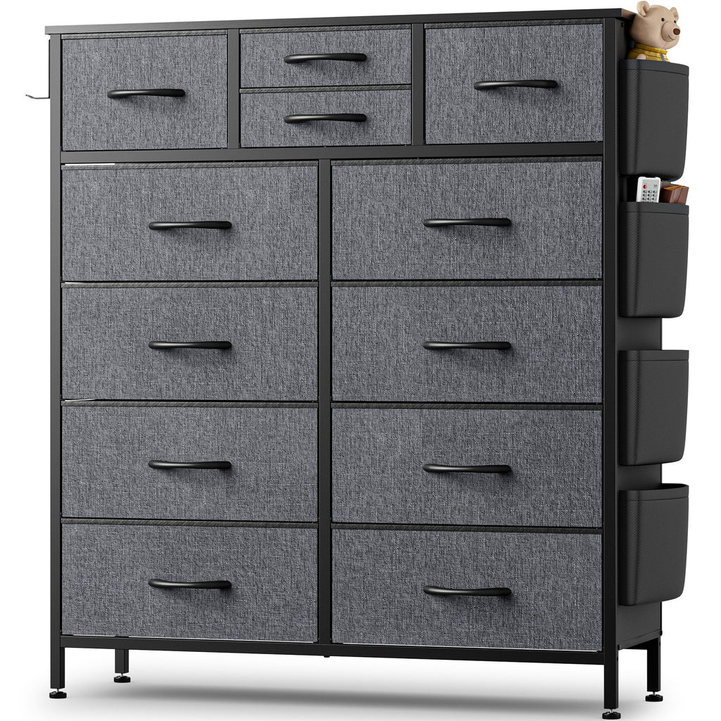 White 12 Drawer Fabric Dresser J31560