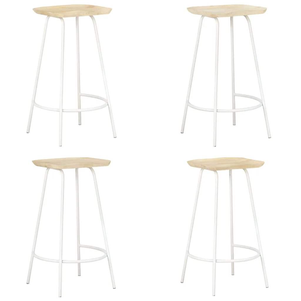 4 Piece Mango Wood Bar Stools with Footrest H1420