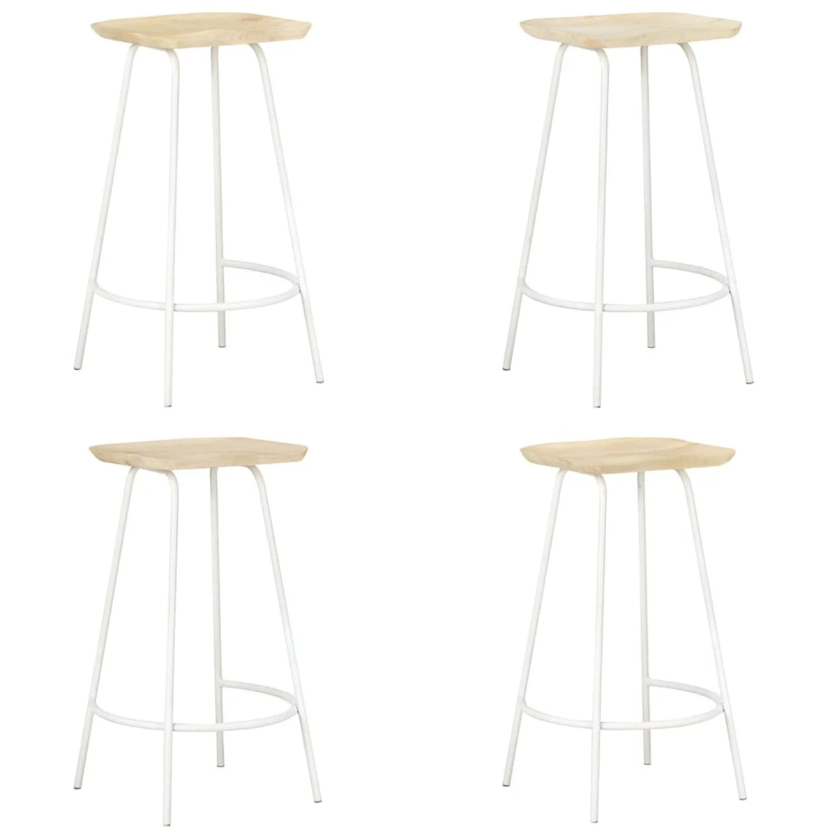 4 Piece Mango Wood Bar Stools with Footrest H1420