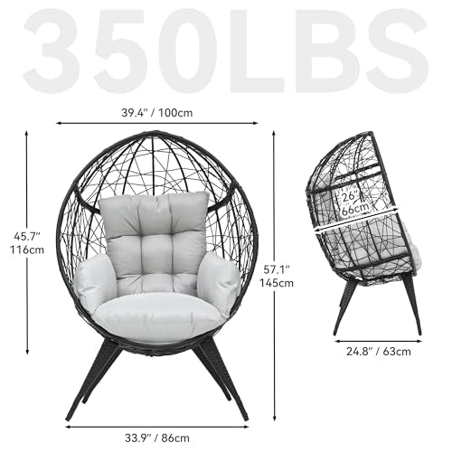 Large Wicker Egg Chair with Stand and Cushion Z218599
