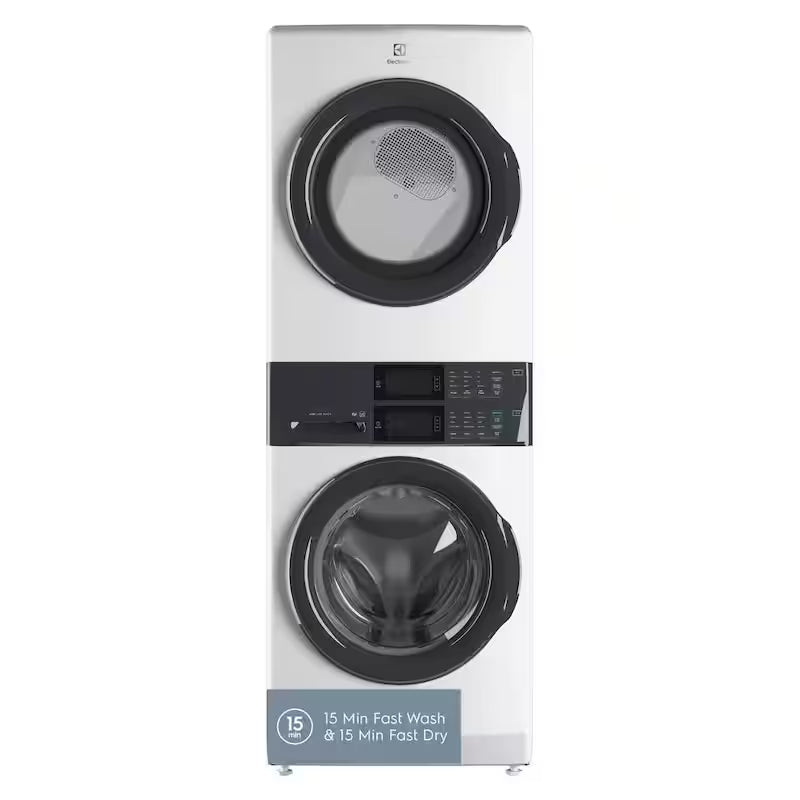 White Stacked Washer and Gas Dryer Laundry Tower A654098