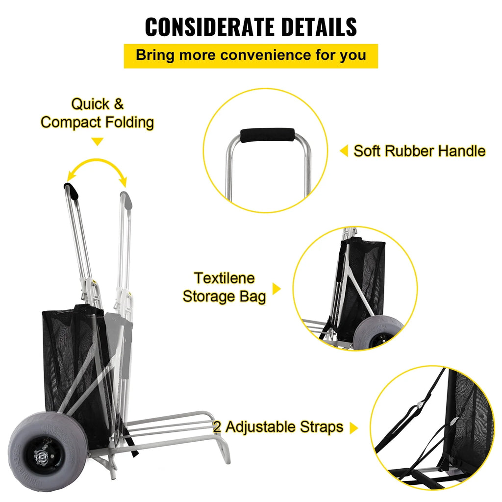 Folding Beach Cart with 12 TPU Balloon Wheels J732149