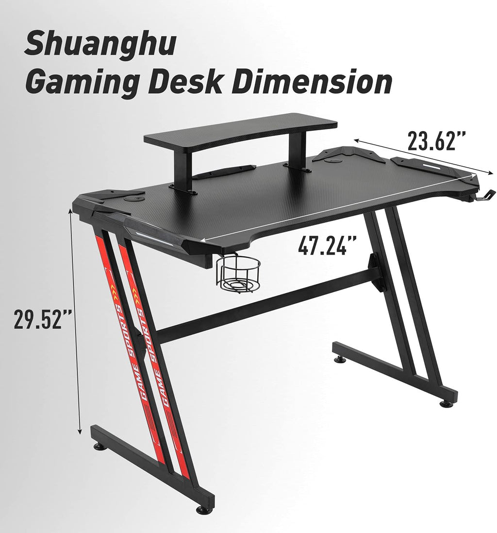 Black 47 Gaming Desk with Monitor Stand E8370