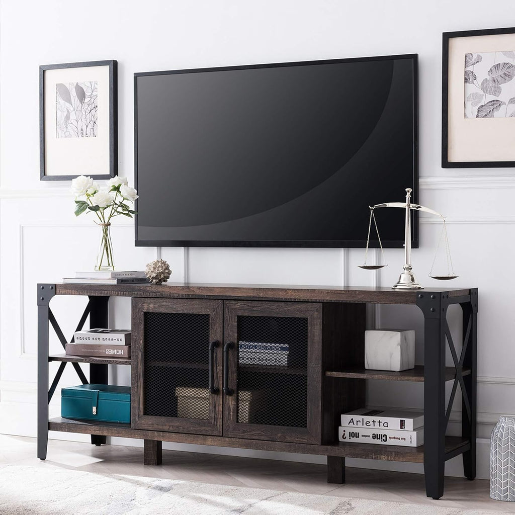 White Rustic Wood TV Stand for 70 Inch TV F9416
