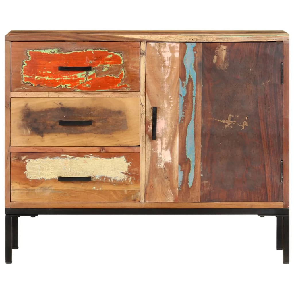 Reclaimed Wood Sideboard with Door Cabinet and 3 Storage Drawers E620720