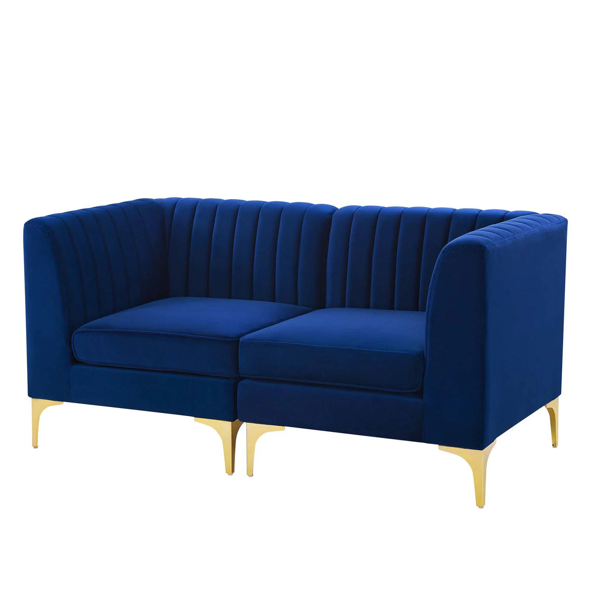 Blue Navy Velvet Tufted Loveseat Sofa F49732