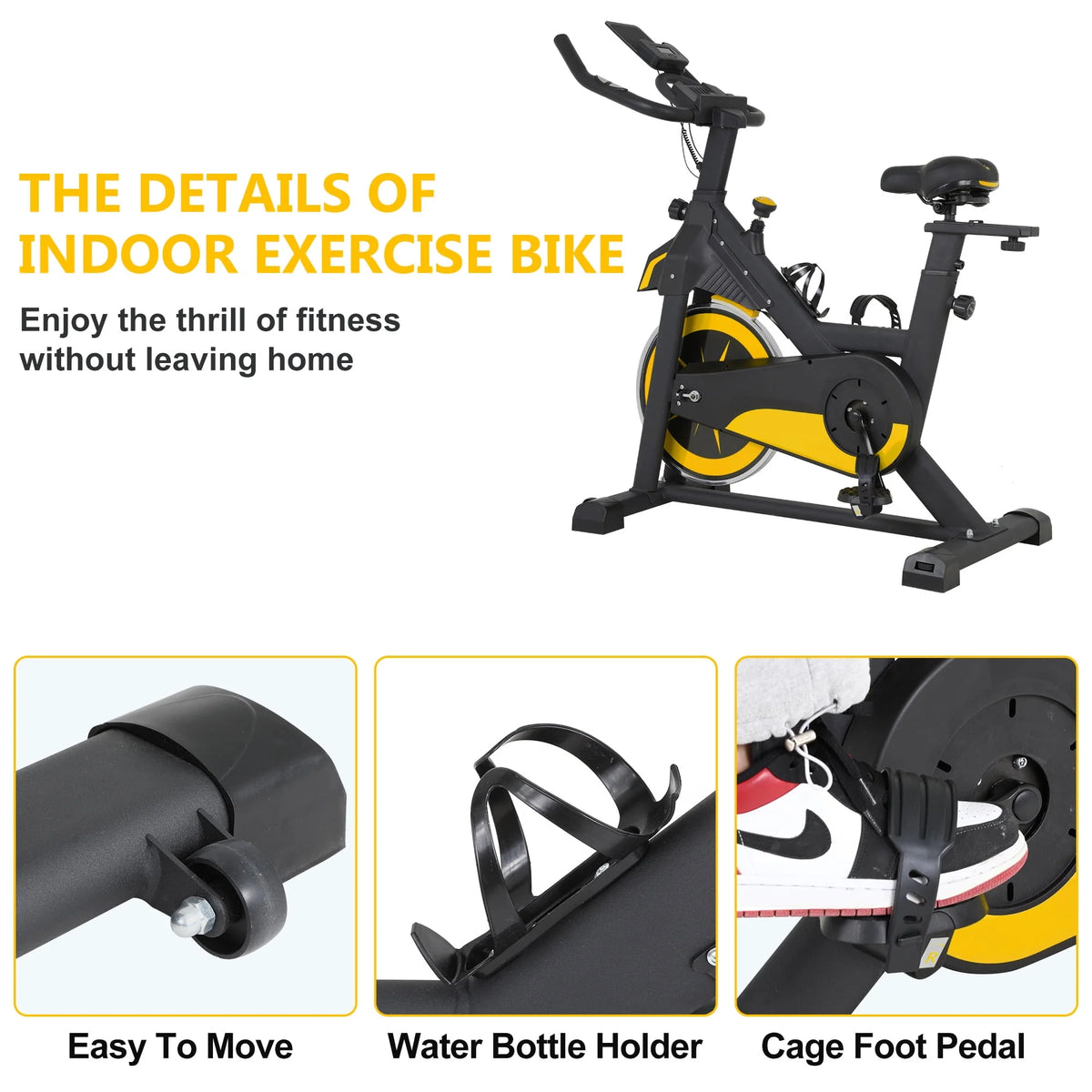 Recumbent Exercise Bike with Bottle Holder & LCD Heart Rate Monitor C95064