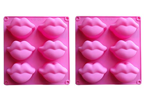 Pink 6 Cavity Silicone Lips Mold 2 Pack I85460