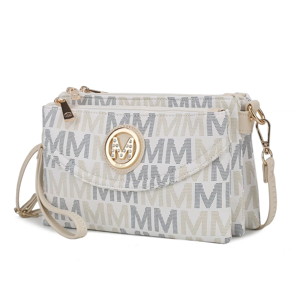 Beige Monogram Crossbody Handbag P1095