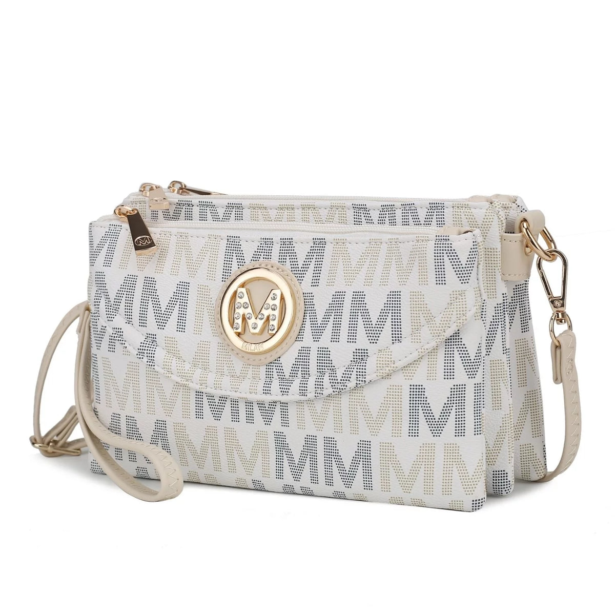 Beige Monogram Crossbody Handbag P1095