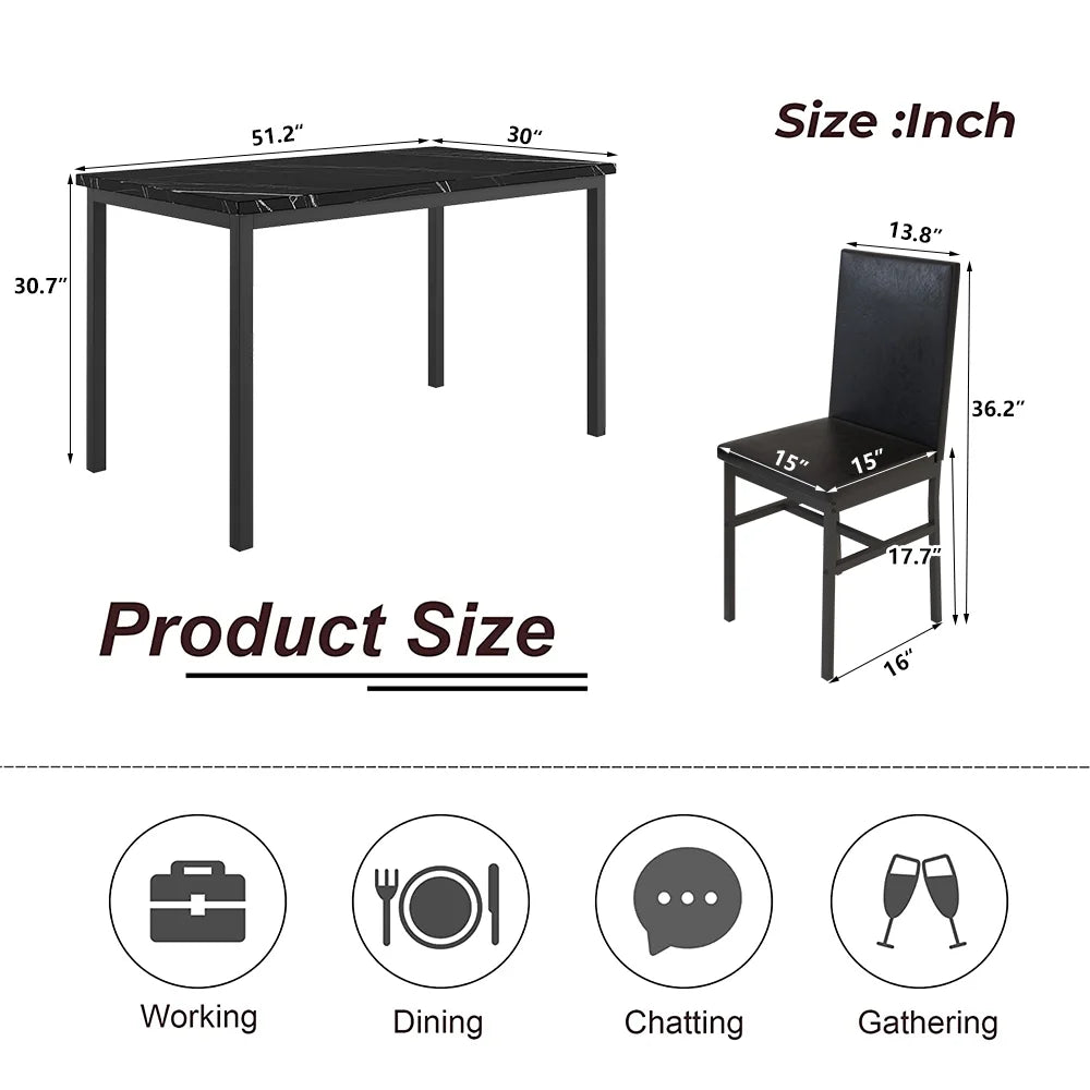7 Piece Faux Marble Dining Table & Chair Set S800