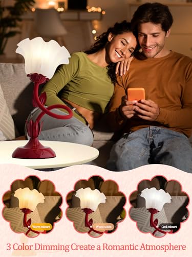Green Flower Table Lamp with 3 Colors Modes C4375